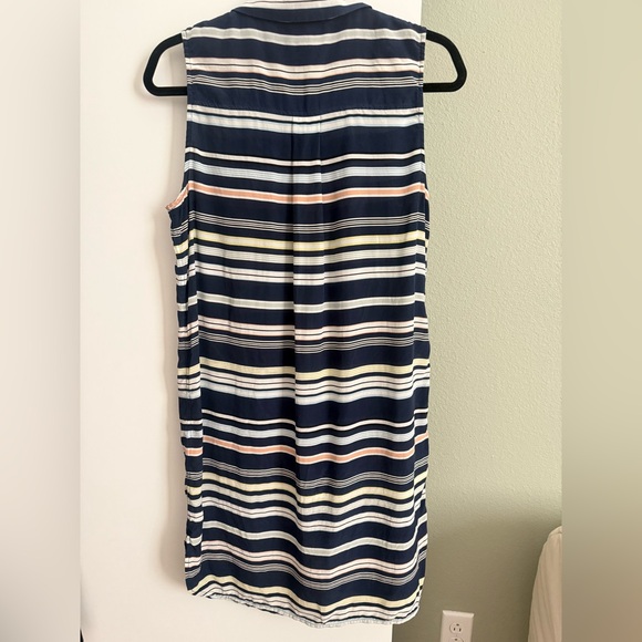Equipment Silk Striped Sleeveless Shirt Dress Summer Dress Medium Blue Stripe - Picture 4 of 8